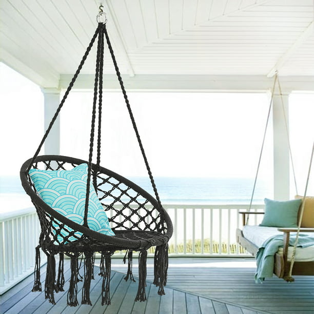 Hammock Garden chair Bedroom swing, hammock chair HANGING CHAIR with a Waterproof pillow Boho styl Macrame Swing Waterproof pillow